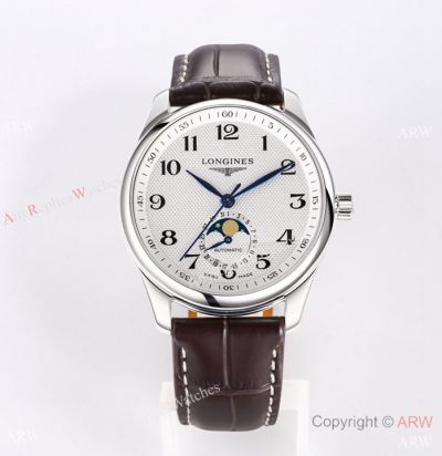 Swiss Replica Longines Master Complications Watches Whitre Arabic Dial